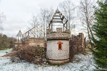 Wall Mural - An abandoned fortress built of bricks and stones for the children of Soviet army soldiers, Paplaka, Latvia.