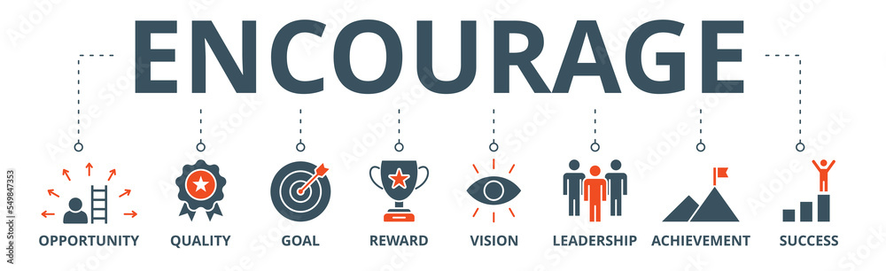Encourage banner web icon vector illustration concept with icon of ...