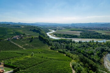 Wall Mural - View of the splendid hills of the Langa cultivated with vineyards from the ancient tower of Barbares