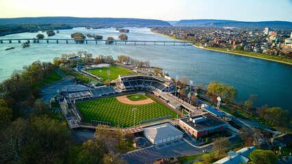 Sticker - Aerial view of baseball park on City Island in the Susquehanna River