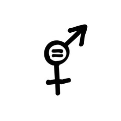 gender equality symbol doodle icon, vector hand drawn illustration