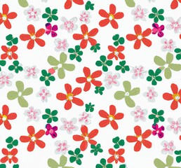 Canvas Print - Seamless floral pattern with bright colorful flowers and leaves. Elegant template for fashion prints