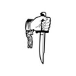 vector illustration of a hand holding a knife