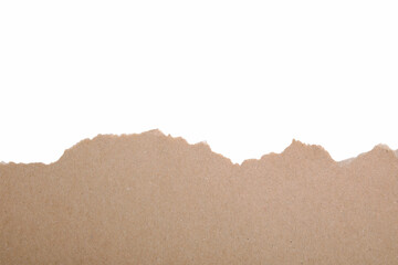 Piece of brown paper isolated on white, top view. Space for text