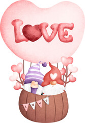 Wall Mural - Valentine Gnomes Clipart. Watercolor illustration.