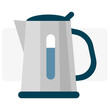 Modern electric kettle picture. Contemporary cartoon icon with colorful electric kettle. Vector illustration. stock image.