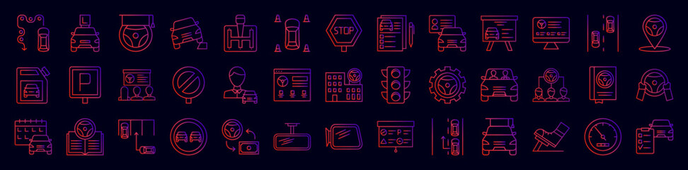 Poster - Driving school nolan icons collection vector illustration design