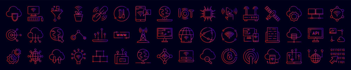 Aufkleber - internet technology nolan icons collection vector illustration design