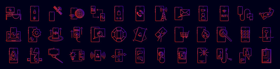 Aufkleber - Mobile smartphone nolan icons collection vector illustration design