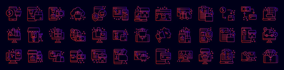 Fototapete - Online shopping nolan icons collection vector illustration design