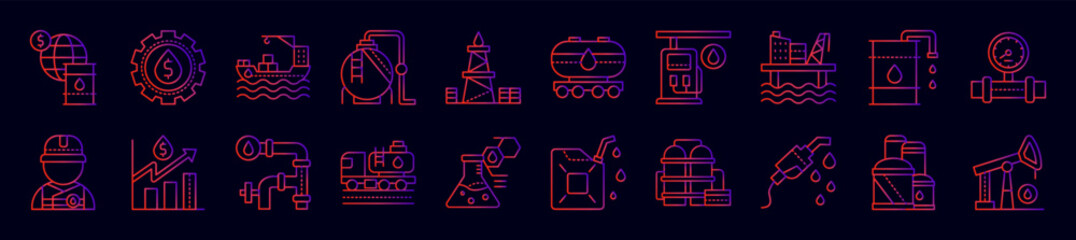 Aufkleber - Oil industry nolan icons collection vector illustration design