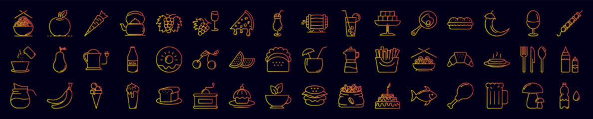 Poster - Food and beverages nolan icons collection vector illustration design