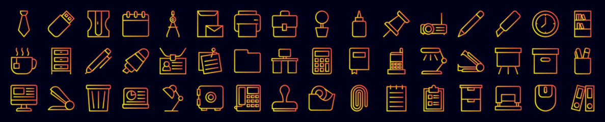 Poster - Office elements nolan icons collection vector illustration design