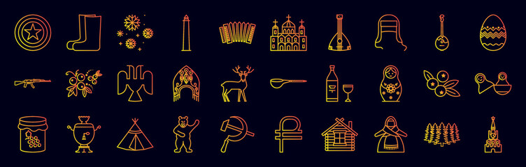 Poster - Russia nolan icons collection vector illustration design