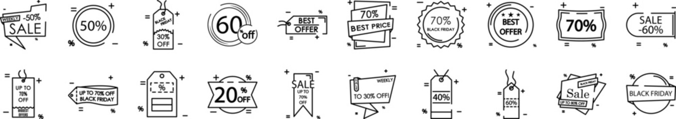 Poster - Discount tag icons collection vector illustration design