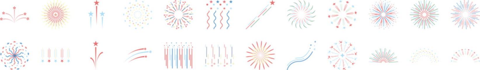 Poster - Fireworks cartoon icons collection vector illustration design