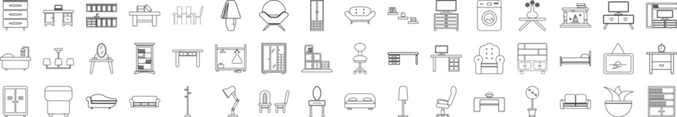 Poster - Furniture icons collection vector illustration design