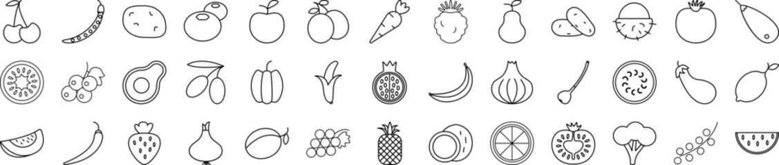Poster - Fruit web icons collection vector illustration design