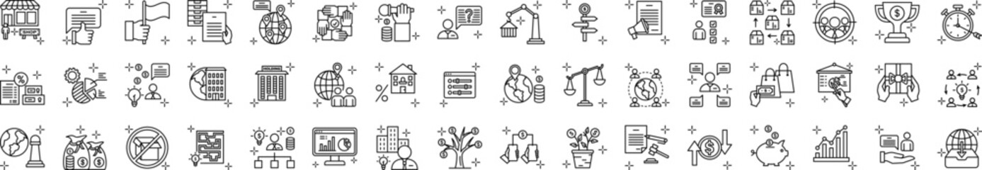 Aufkleber - Global business icons collection vector illustration design