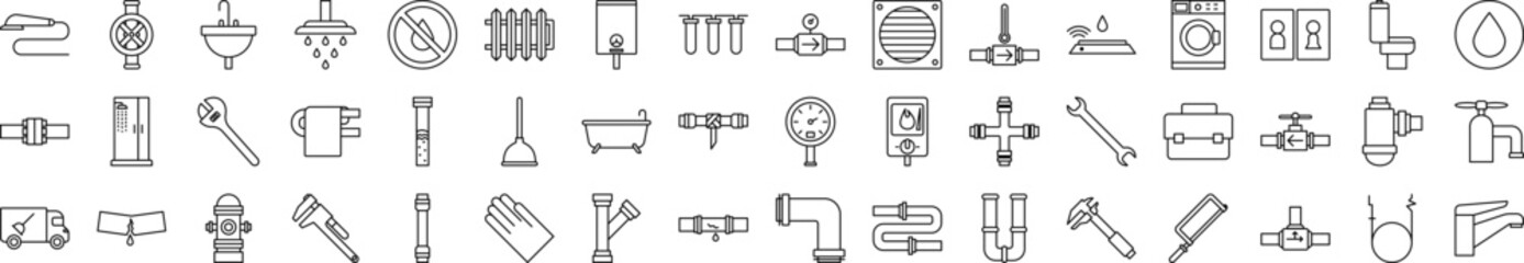 Poster - Plumbering elements icons collection vector illustration design