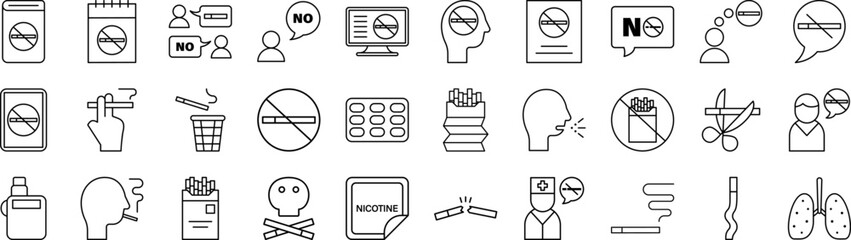 Poster - Quit smoking icons collection vector illustration design