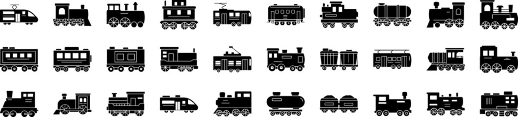 Poster - Rail transport icons collection vector illustration design