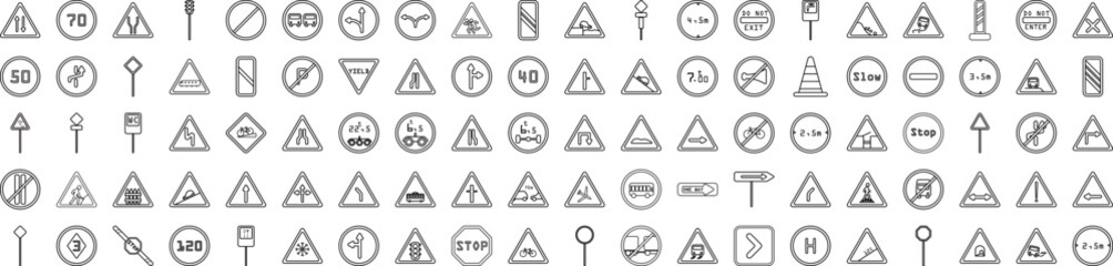 Poster - Road sign web icons collection vector illustration design