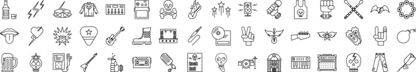 Poster - Rock and roll icons collection vector illustration design