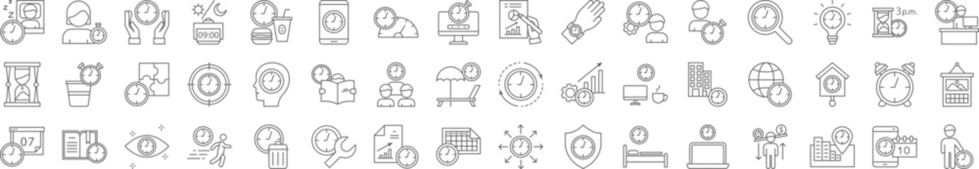 Poster - Time management icons collection vector illustration design