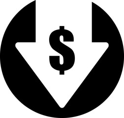 Poster - Cost reduction icon Flat . Dollar Down Icon Vector on white background