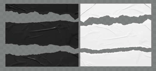 Poster - Vector torn black and white Stickers paper mock up blank banners tags labels template design