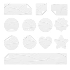 Wall Mural - Set of White Stickers labels tags of different shapes creative design, isolated on white background