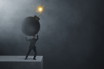Wall Mural - Business man carry bomb 3d illustration