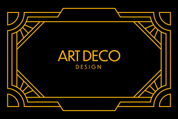 Wall Mural - Art deco frame in golden color for classy and luxury template design style. premium poster in vintage line art for poster, banner and flyer. Classy outline stroke for background