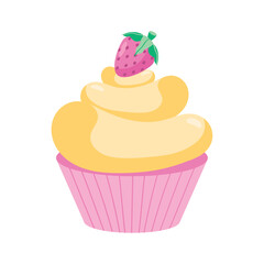 Wall Mural - sweet cupcake with strawberry