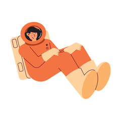 Wall Mural - astronaut seated wearing red suit