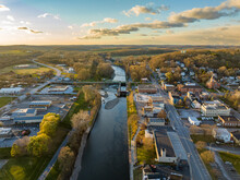 November 20, 2022 Afternoon Fall, Autumn Aerial Drone Photo Of The Hamlet Of Lyons New York, USA.	