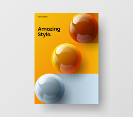 Minimalistic handbill A4 vector design illustration. Isolated realistic spheres corporate cover concept.