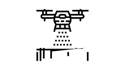 Wall Mural - drone agriculture farm line icon animation