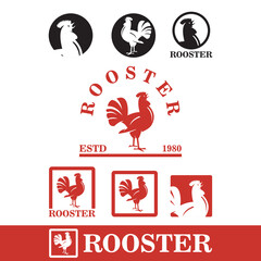 Wall Mural - red great rooster standing, silhouette of srong cock standing vector illustrations