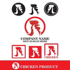 Wall Mural - great rooster logo, silhouette of big head cock vector illustrations