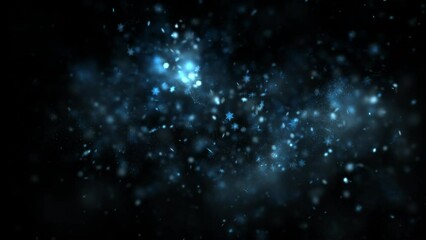 Wall Mural - Blue Snowflakes and Winter Particles Loop Backgrounds