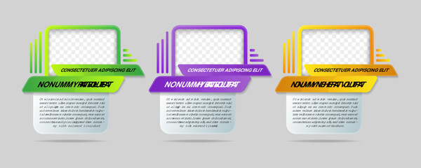Poster - Creative vector illustration of infographic company template isolated on background. Photo placeholders. Art design. Abstract concept process diagram, graphic element with rectangle main shape.