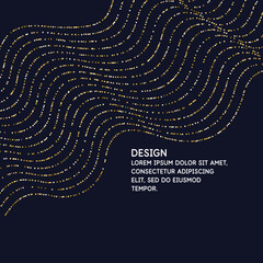 Poster - vector abstract background with dynamic waves, line and particles.