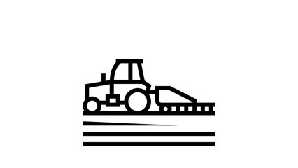 Wall Mural - tillage smart farm agriculture line icon animation