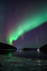 aurora borealis over the sea