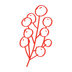 Poster - Cherry in minimalist boho and vintage hand drawn illustration for design element.	