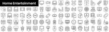 Set of outline home entertainment icons. Minimalist thin linear web icon set. vector illustration.