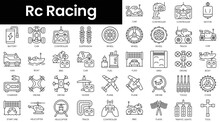 Set Of Outline Rc Racing Icons. Minimalist Thin Linear Web Icon Set. Vector Illustration.