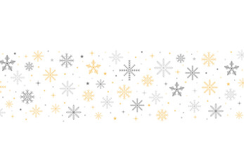 Wall Mural - Christmas background. Decorative winter background with snowflakes, snow, stars design elements. Vector illustration